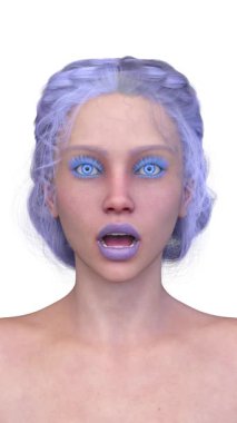 Bir kadının yüzünün 3 boyutlu görüntüsü.