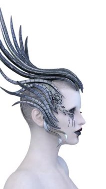 Dişi bir vampirin 3 boyutlu görüntüsü.