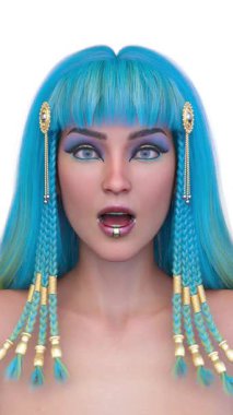 Kleopatra makyajlı bir kadının 3 boyutlu görüntüsü