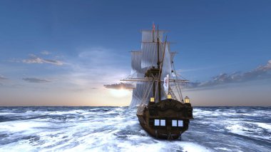 Bir yelkenlinin 3D görüntüsü