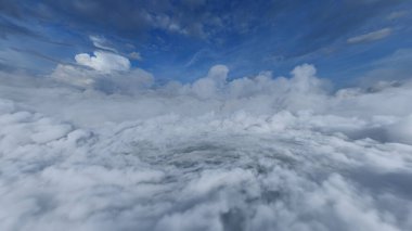 Gökyüzü ve bulutların 3D yansıması