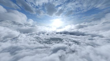 Gökyüzü ve bulutların 3D yansıması