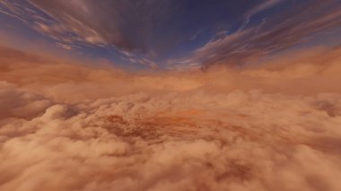 Gökyüzü ve bulutların 3D yansıması