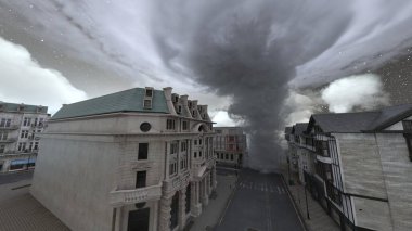 Issız şehir manzarasının 3B canlandırması