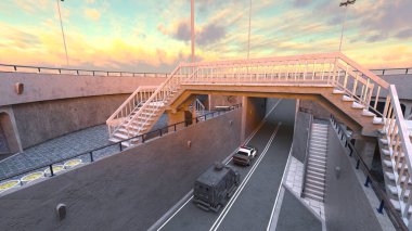 3 boyutlu bir polis arabası ve zırhlı araç.