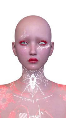 Bir kadının yüzünün 3 boyutlu görüntüsü.