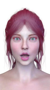 Bir kadının yüzünün 3 boyutlu görüntüsü.