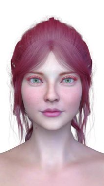 Bir kadının yüzünün 3 boyutlu görüntüsü.