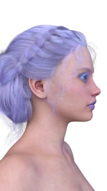 Bir kadının yüzünün 3 boyutlu görüntüsü.