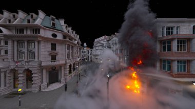 Şehir manzarasının 3D görüntüsü saldırı altında