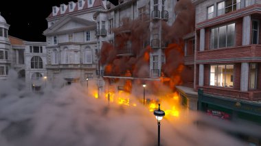 Şehir manzarasının 3D görüntüsü saldırı altında