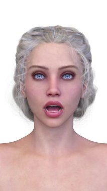 Bir kadının yüzünün 3 boyutlu görüntüsü.