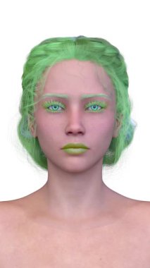 Bir kadının yüzünün 3 boyutlu görüntüsü.