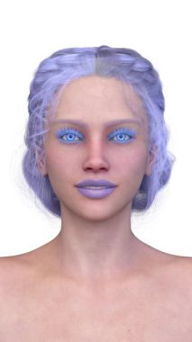 Bir kadının yüzünün 3 boyutlu görüntüsü.