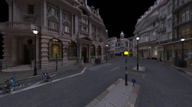 Parke taşlı sokakların 3 boyutlu canlandırması