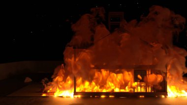 Yangın sahnesinin 3 boyutlu canlandırması
