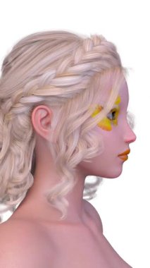 Bir kadının yüzünün 3 boyutlu görüntüsü.