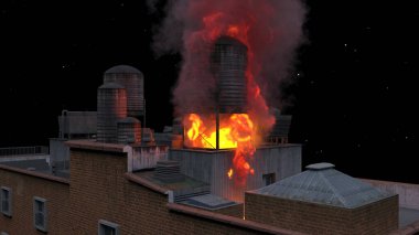 Şehir manzarasının 3D görüntüsü saldırı altında