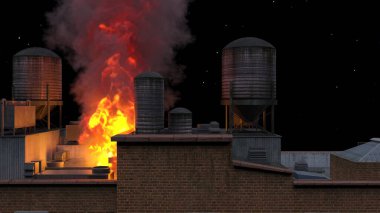 Şehir manzarasının 3D görüntüsü saldırı altında