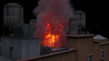 Şehir manzarasının 3D görüntüsü saldırı altında