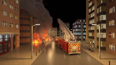 Yangın sahnesinin 3 boyutlu canlandırması