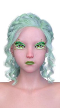 Bir kadının yüzünün 3 boyutlu görüntüsü.