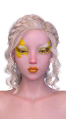 Bir kadının yüzünün 3 boyutlu görüntüsü.