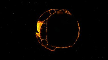 Yanan gezegenin 3 boyutlu yansıması