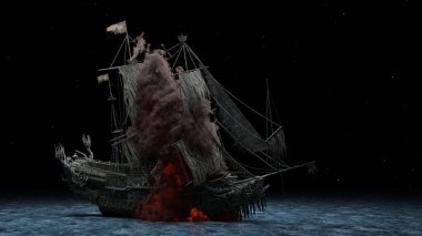 Bir yelkenlinin 3D görüntüsü