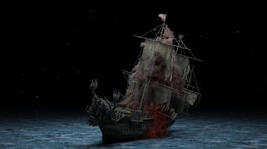 Bir yelkenlinin 3D görüntüsü