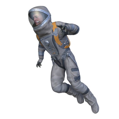 Bir erkek astronotun 3 boyutlu canlandırması