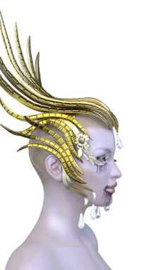 Dişi bir vampirin 3 boyutlu görüntüsü.