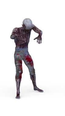 Yürüyen bir erkek zombinin 3 boyutlu canlandırması