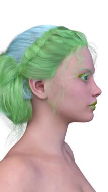 Bir kadının yüzünün 3 boyutlu görüntüsü.