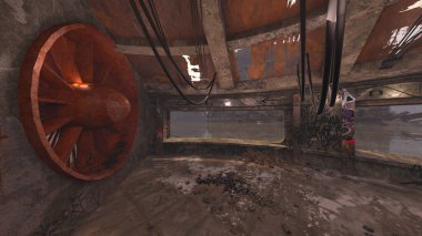 Terk edilmiş binanın kabataslak içerikli 3B görüntülemesi