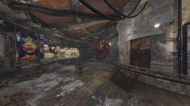 Terk edilmiş binanın kabataslak içerikli 3B görüntülemesi