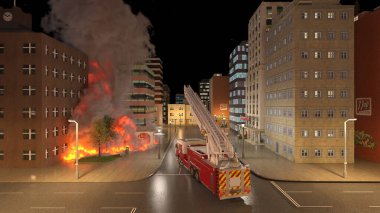 Yangın sahnesinin 3 boyutlu canlandırması