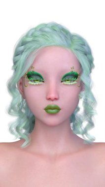 Bir kadının yüzünün 3 boyutlu görüntüsü.