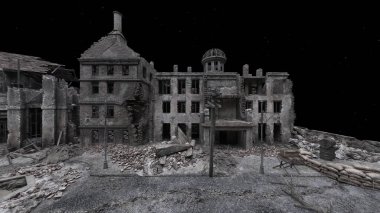 Issız şehir manzarasının 3B canlandırması