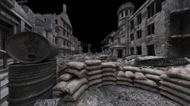 Issız şehir manzarasının 3B canlandırması