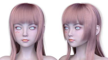 Bir kadının yüzünün 3 boyutlu görüntüsü.