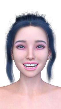 Bir kadının yüzünün 3 boyutlu görüntüsü.