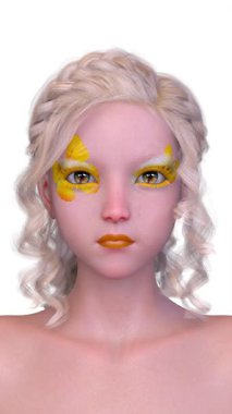 Bir kadının yüzünün 3 boyutlu görüntüsü.