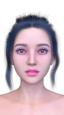 Bir kadının yüzünün 3 boyutlu görüntüsü.