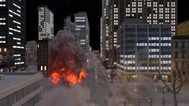 Şehir manzarasının 3D görüntüsü saldırı altında