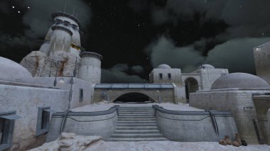 Kale avlusunun 3 boyutlu canlandırması