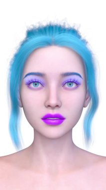 Bir kadının yüzünün 3 boyutlu görüntüsü.