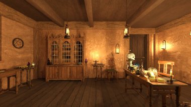 Sihirbaz odasının 3 boyutlu canlandırması