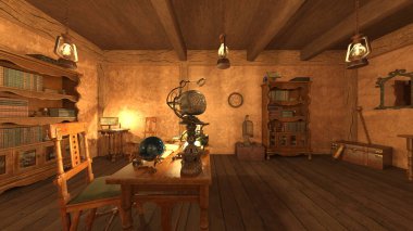 Sihirbaz odasının 3 boyutlu canlandırması