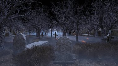 Bir rahibe heykeliyle avlunun 3D görüntüsü.